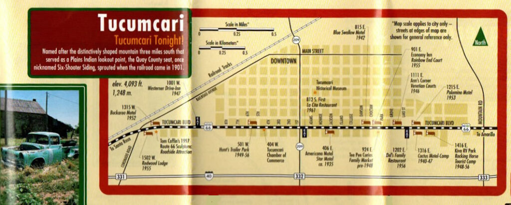 map of Route 66 through Tucumcari, NM